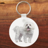 White Maltese Puppy Dog Custom Sleutelhanger (Voorkant)