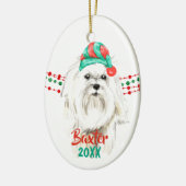 White Maltese Santa Hat Holiday String Beads Keramisch Ornament (Links)