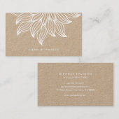 White Mandala Floral Boho Kraft Visitekaartje (Voorkant / Achterkant)