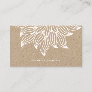 White Mandala Floral Boho Kraft Visitekaartje