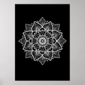 White Mandala on Black Poster (Voorkant)