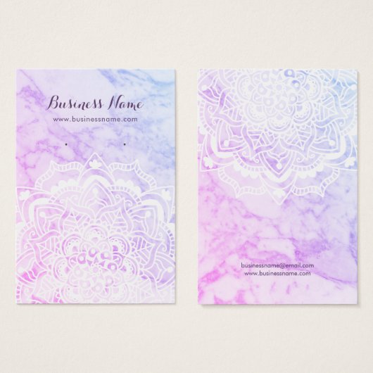 White Mandala on Paars Background Earning Kaarten Visitekaartje (Voorkant /achterkant)