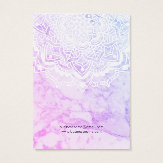White Mandala on Paars Background Earning Kaarten Visitekaartje (Achterkant)