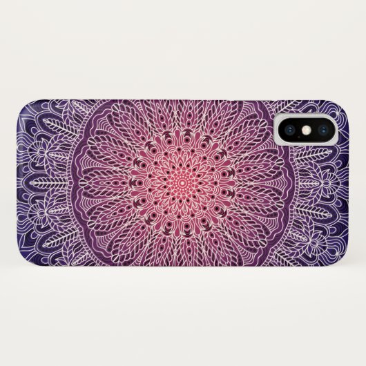 White Mandala op Paarse achtergrond Case-Mate iPhone Case (Achterkant (horizontaal))