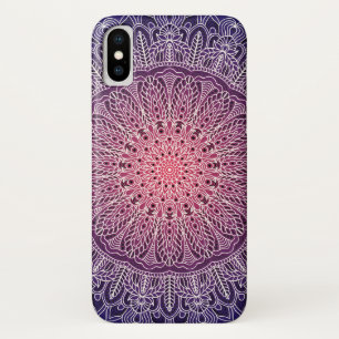 White Mandala op Paarse achtergrond Case-Mate iPhone Case