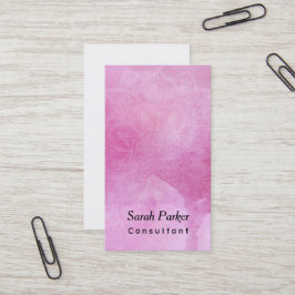 White Mandala over getextureerde dieproze Waterver Visitekaartje