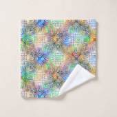 White Mandala Pattern Over Colorful Jewel Tones Bad Handdoek (Wasdoekje)