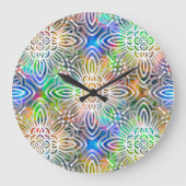 White Mandala Pattern Over Colorful Jewel Tones Grote Klok (Voorkant)
