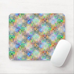 White Mandala Pattern Over Colorful Jewel Tones Muismat