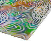 White Mandala Pattern Over Colorful Jewel Tones Snijplank (Hoek)