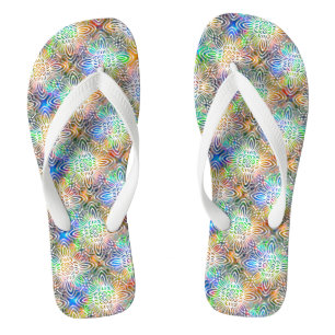 White Mandala Pattern Over Colorful Jewel Tones Teenslippers
