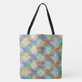 White Mandala Pattern Over Colorful Jewel Tones Tote Bag (Voorkant)