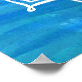 White Mandala Waterverf Blue Green Waves Poster (Hoek)