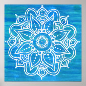 White Mandala Waterverf Blue Green Waves Poster (Voorkant)