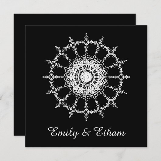 White Mandala Wedding Design Kaart (Voorkant / Achterkant)