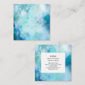 *~* White Mandala Zee Beach Ocean Soft Waterverf Vierkante Visitekaartje (Voorkant / Achterkant)