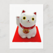 White Maneki Neko on a Red Carpet Briefkaart (Voorkant)