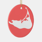 White Map of Nantucket Island, Massachusetts Keramisch Ornament (Rechts)