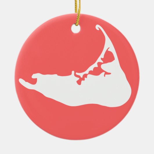White Map of Nantucket Island, Massachusetts Keramisch Ornament (Voorkant)