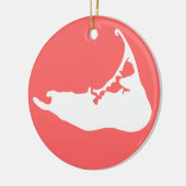 White Map of Nantucket Island, Massachusetts Keramisch Ornament (Links)