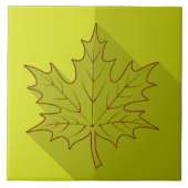 White Maple Leaf Outline on bright green Tegeltje (Voorkant)