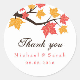 White Maple Leaves Fall Wedding Gift Label Sticker