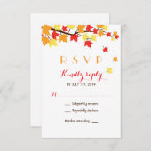 White Maple Leaves Herfst Season Wedding RSVP Kaar (Voorkant / Achterkant)