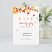 White Maple Leaves Herfst Season Wedding RSVP Kaar Kaartje (Staand voorkant)