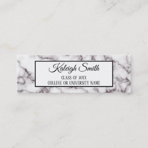 White Marble Afstuderen Insert Name Kaart Contactkaartje