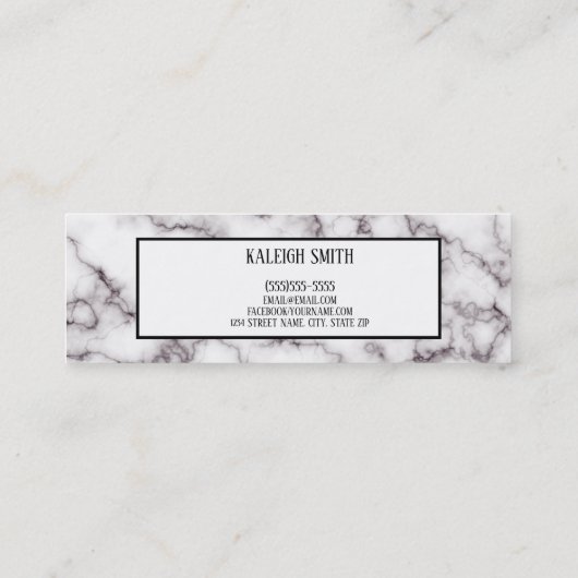White Marble Afstuderen Insert Name Kaart Contactkaartje (Achterkant)