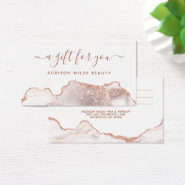 White marble Agate Roos Gold Business Gift Kaart