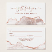 White marble Agate Roos Gold Business Gift Kaart (Voorkant /achterkant)