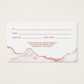 White marble Agate Roos Gold Business Gift Kaart (Achterkant)
