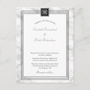 White marble all in one Invitation RSVP l Website Briefkaart
