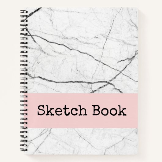 White Marble and Blush Sketch Book Notitieboek (Voorkant)