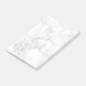 White marble and Roos Gold Foil Geometric Heart Post-it® Notes (Schuin)