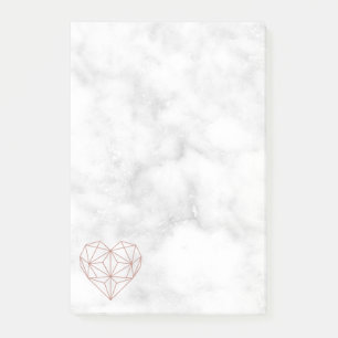 White marble and Roos Gold Foil Geometric Heart Post-it® Notes