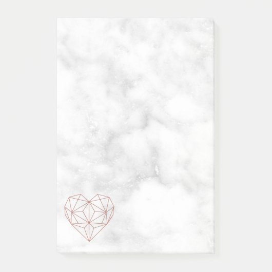 White marble and Roos Gold Foil Geometric Heart Post-it® Notes (Voorkant)