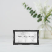 White Marble Antiek Black Lijst Visitekaartje (Staand voorkant)