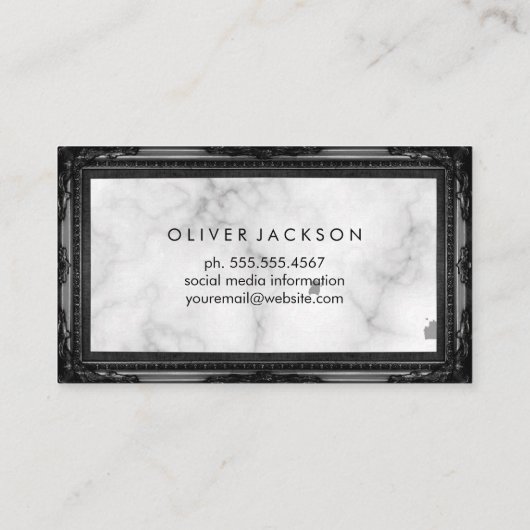 White Marble Antiek Black Lijst Visitekaartje (Achterkant)