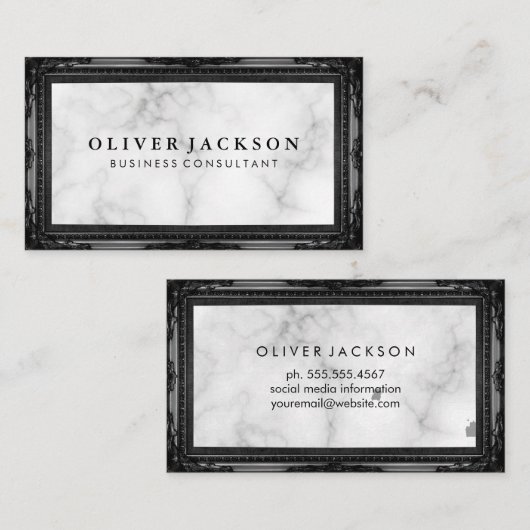 White Marble Antiek Black Lijst Visitekaartje (Voorkant / Achterkant)