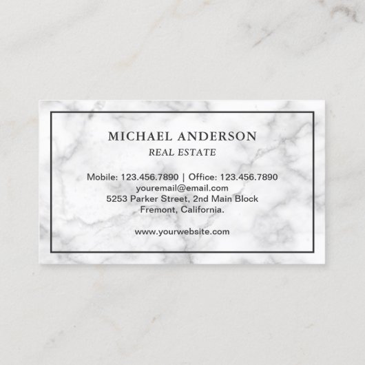 White marble Antiek Key Real Estate Visitekaartje (Achterkant)