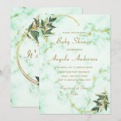 White Marble Baby Meisje Douche Uitnodiging Sjablo (Voorkant / Achterkant)