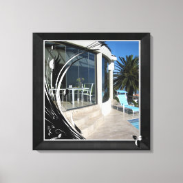 White Marble - Black Abstract Filigree Canvas Afdruk