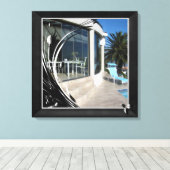 White Marble - Black Abstract Filigree Canvas Afdruk (Insitu (Houten vloer))