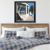 White Marble - Black Abstract Filigree Canvas Afdruk (Insitu (Slaapkamer))