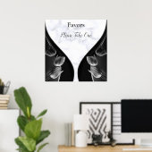 White marble - Black Abstract Tulips Favors Poster (Thuiskantoor)