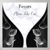 White marble - Black Abstract Tulips Favors Poster (Voorkant)