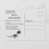 White marble - Black Abstract Tulips Verloving Uitnodiging Briefkaart (Achterkant)