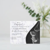 White marble - Black Abstract Tulips Verloving Uitnodiging Briefkaart (Staand voorkant)